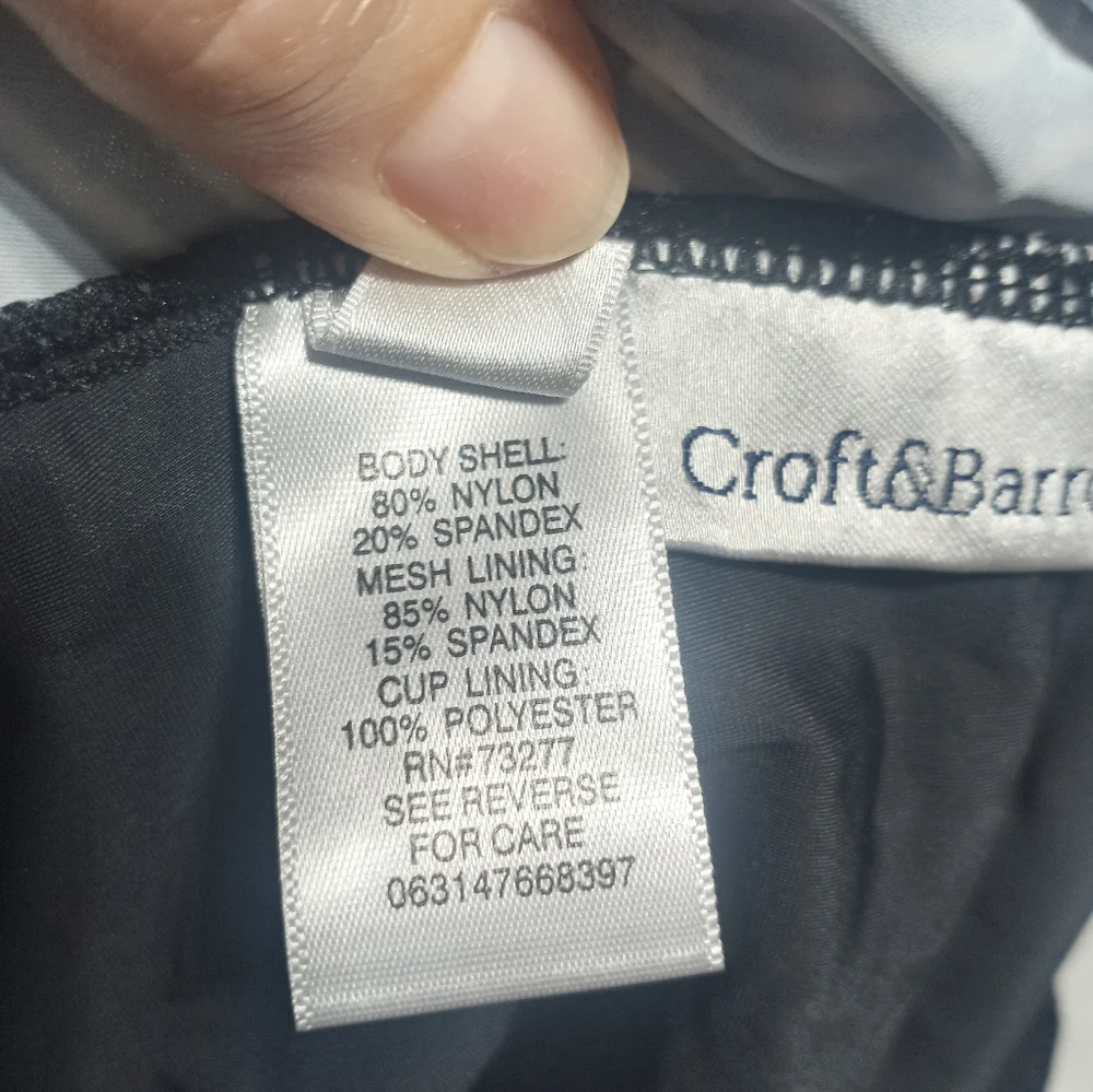 Croft & Barrow Black And White Tankini Top Size 16 - Picture 7 of 9